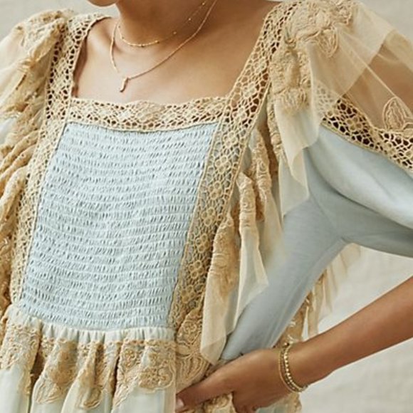 NEW Forever That Girl Women Ruffled Lace Peplum Short Sleeve Pullover Blouse - Picture 2 of 4